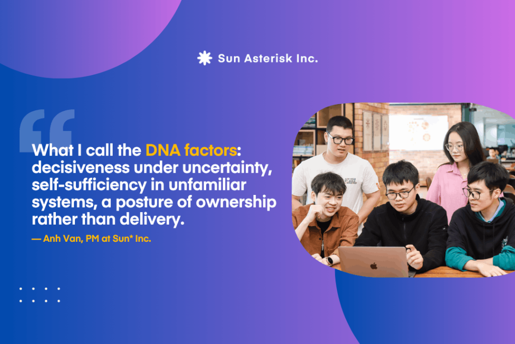 What I call the DNA factor is the combination of qualities that allow an embedded finance team to operate at that level without being managed into it: decisiveness under uncertainty, self-sufficiency in unfamiliar systems, a posture of ownership rather than delivery.